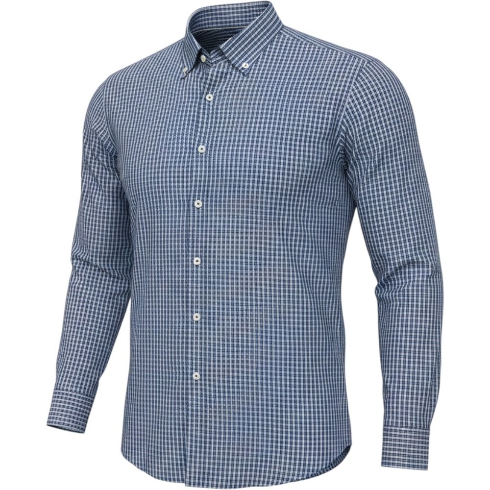 Peter Millar Silk Blend Shirt Mens XL Blue Plaid Button Down Long Sleeve Preppy